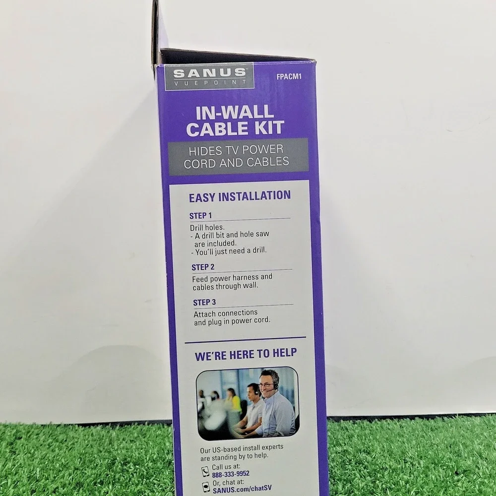 New Sanus Vuepoint In-Wall Cable White Kit Hides TV Power Cord and Cables